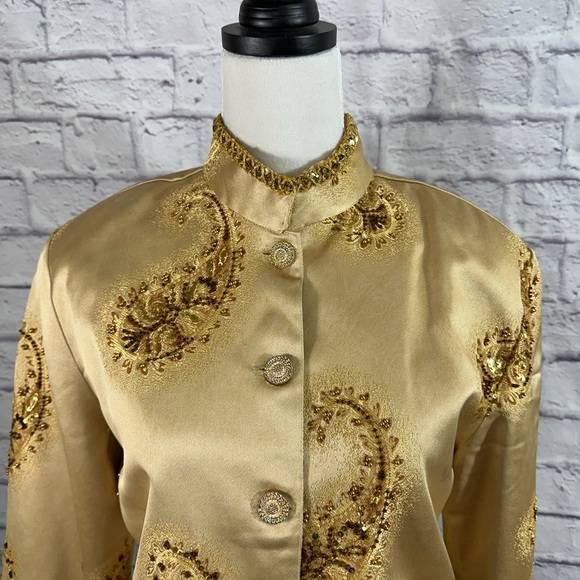ANAGE Gold Embellished Jacket. Vintage Dry Clean Only Size Small Pre-Owned - Picture 3 of 15